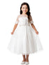 Girls Multi Color Sequin Floral Lace Crystal Tulle Tea Length Flower Girl Dress 2-16 - SophiasStyle.com